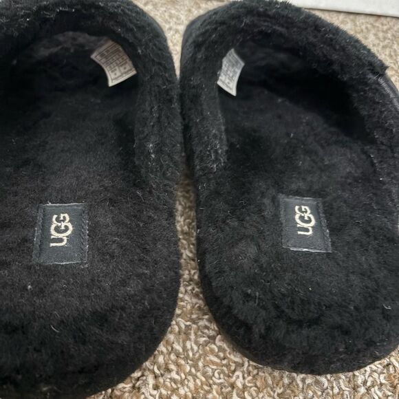 UGG Black Plush Slide Slippers
